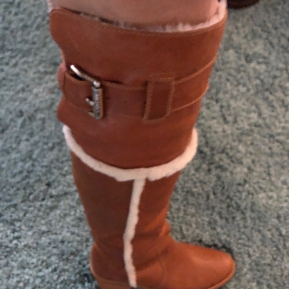 Kors cognac Leather Shearling over-the-knee Boots - Picture 8 of 8